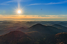 Paragliders over the Rehberg in Waldrohrbach in the state Rhineland-Palatinate, Germany