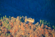 Meisteresel Castle ruins in the autumnal forest in Ramberg in the state Rhineland-Palatinate, Germany