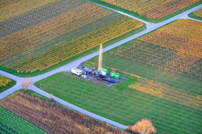 Well drilling work in the vineyard in the district Nußdorf in Landau in der Pfalz in the state Rhineland-Palatinate, Germany
