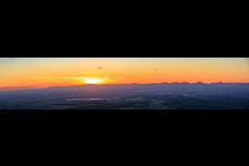 Haardt edge of the Palatinate Forest from Weissenburg to Landau in the evening light in the district Oberhofen in Pleisweiler-Oberhofen in the state Rhineland-Palatinate, Germany