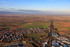 Aerial view of Railway line to Landau in Rohrbach in the state Rhineland-Palatinate, Germany