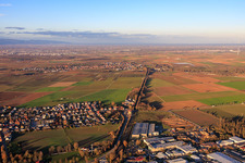 Aerial photograpy of Railway line to Landau in Rohrbach in the state Rhineland-Palatinate, Germany