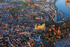 Cathedral at Speyer in autumn at evening light in Speyer in the state Rhineland-Palatinate, Germany from above