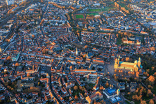 Aerial photograpy of Speyer's old town with Maximilianstrasse in the evening in Speyer in the state Rhineland-Palatinate, Germany