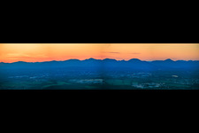 Haardt edge of the Palatinate Forest from Klingenmünster to Albersweiler in the evening light in Ilbesheim bei Landau in the state Rhineland-Palatinate, Germany