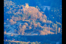 Berwartstein Castle in the evening light in Erlenbach bei Dahn in the state Rhineland-Palatinate, Germany