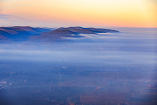 Hills of the Palatinate Forest between Dernbach Valley and the Wine Route with low clouds in Frankweiler in the state Rhineland-Palatinate, Germany