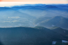 Palatinate Forest in the haze in Bruchweiler-Bärenbach in the state Rhineland-Palatinate, Germany