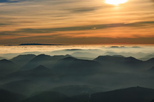 Aerial view of View towards the Black Forest across the Rhine plain in clouds in the district Schweigen in Schweigen-Rechtenbach in the state Rhineland-Palatinate, Germany