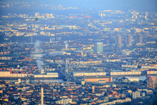 Beyond the Kurt-Schumacher-Bridge from the west in the district Innenstadt in Mannheim in the state Baden-Wuerttemberg, Germany