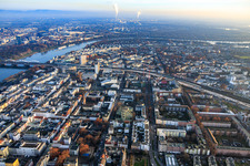 Heiningstraße and Berliner Straße from the northwest in the district Mitte in Ludwigshafen am Rhein in the state Rhineland-Palatinate, Germany