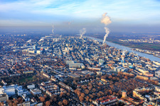 Aerial view of Chemical plant BASF on the Rhine from the south in the district BASF in Ludwigshafen am Rhein in the state Rhineland-Palatinate, Germany
