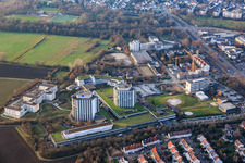 Aerial view of BG Clinic Ludwigshafen from the east in the district Oggersheim in Ludwigshafen am Rhein in the state Rhineland-Palatinate, Germany
