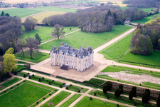 Aerial view of Le Chateau de la Pierre Castle in Coudrecieux in the state Sarthe, France