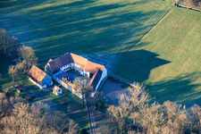 Herrenmühle am Erlenbach in the district Minderslachen in Kandel in the state Rhineland-Palatinate, Germany from above