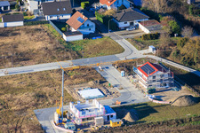 New development area between Michelsbach and Fischmal in Leimersheim in the state Rhineland-Palatinate, Germany from above