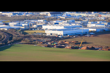 Vulcan Energy construction site for a lithium and geothermal energy extraction plant on the cycle path between Herxheim and Landau in Landau in der Pfalz in the state Rhineland-Palatinate, Germany