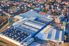Aerial photograpy of New construction site on the Kardex Remstar grounds in Bellheim in the state Rhineland-Palatinate, Germany