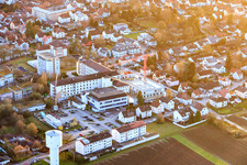 Construction site for the expansion of the Asklepios Südpfalzklinik Kandel in Kandel in the state Rhineland-Palatinate, Germany seen from a drone
