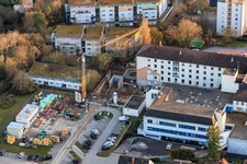 Aerial view of Construction site for the expansion of the Asklepios Südpfalzklinik Kandel in Kandel in the state Rhineland-Palatinate, Germany