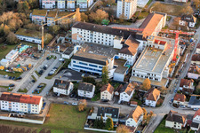 Aerial photograpy of Construction site for the expansion of the Asklepios Südpfalzklinik Kandel in Kandel in the state Rhineland-Palatinate, Germany