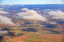 View of the town from the southwest under clouds in Rohrbach in the state Rhineland-Palatinate, Germany
