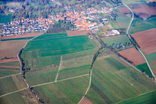 Aerial view of From the south in the district Mühlhofen in Billigheim-Ingenheim in the state Rhineland-Palatinate, Germany
