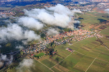 View of the town from the southwest under clouds in the district Wollmesheim in Landau in der Pfalz in the state Rhineland-Palatinate, Germany