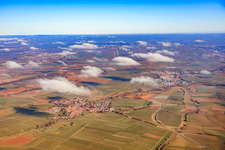 View of the town from the west under clouds in Insheim in the state Rhineland-Palatinate, Germany