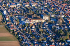 Construction site for the expansion of the Asklepios Südpfalzklinik Kandel in Kandel in the state Rhineland-Palatinate, Germany out of the air