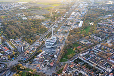 Industriestr with GML – Gemeinschafts-Müllheizkraftwerk Ludwigshafen GmbH in the district Hemshof in Ludwigshafen am Rhein in the state Rhineland-Palatinate, Germany