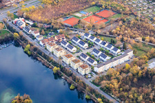 Residential area on the Kleine and Große Blies rivers in the district Mundenheim in Ludwigshafen am Rhein in the state Rhineland-Palatinate, Germany