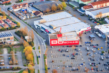 Southern industrial park with Edeka Stiegler and BÖ Shoes & Fashion in Mutterstadt in the state Rhineland-Palatinate, Germany