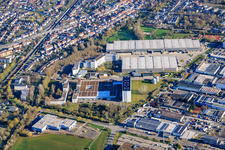 Pfizerstraße industrial park with Pfizer, Federal Office for Migration and Refugees, Simon Hegele Gesellschaft für Logistik und Service mbH in the district Hagsfeld in Karlsruhe in the state Baden-Wuerttemberg, Germany