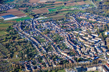 Aue district from the north in the district Durlach in Karlsruhe in the state Baden-Wuerttemberg, Germany