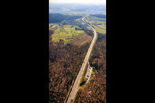 Route of the A8 eastward from the Steinig rest area in the district Untermutschelbach in Karlsbad in the state Baden-Wuerttemberg, Germany