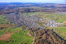 From the north in the district Langensteinbach in Karlsbad in the state Baden-Wuerttemberg, Germany