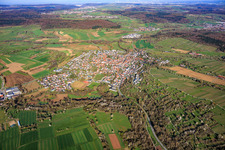 From the southeast in the district Ellmendingen in Keltern in the state Baden-Wuerttemberg, Germany