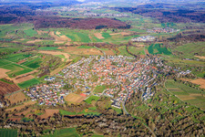 From the southeast in the district Ellmendingen in Keltern in the state Baden-Wuerttemberg, Germany
