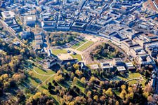 Palace Gardens, Botanical Garden, Federal Constitutional Court, Palace and Palace Square at the Zirkel in the district Innenstadt-West in Karlsruhe in the state Baden-Wuerttemberg, Germany