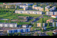School Ecole du Parc and Church Église Sainte-Thérèse de Farébersviller at the housing estate on Av. de l'Europe in Farébersviller in the state Moselle, France