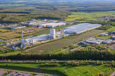 AGC Glass glassworks Seingbouse SAS with large open-field PV system in Seingbouse in the state Moselle, France