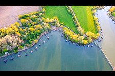 Bridge over the lake Etang du Welschhof in Puttelange-aux-Lacs in the state Moselle, France