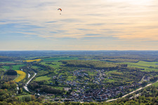 Village view in an arc of the Saar and Saar Canal in Wittring in the state Moselle, France