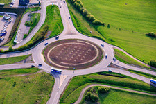 Roundabout at the N61 x Rue de Sarreguemines in Woustviller in the state Moselle, France