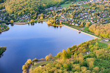Dam La digue de dief on the Étang de Diefenbach in Puttelange-aux-Lacs in the state Moselle, France