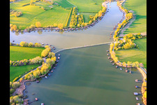 Bridge over the lake Etang du Welschhof in Puttelange-aux-Lacs in the state Moselle, France