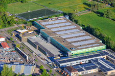 Almost completed new building of the logistics park of HANSAINVEST and DFI-Real-Estate Kandel for FRISCHEPLATTFORM SÜDWEST of Gemüsering Stuttgart GmbH in the district Minderslachen in Kandel in the state Rhineland-Palatinate, Germany