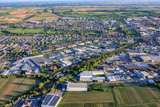 City view from the north with industrial area north, Horstring and Queichheim in Landau in der Pfalz in the state Rhineland-Palatinate, Germany