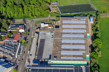 Almost completed new building of the logistics park of HANSAINVEST and DFI-Real-Estate Kandel for FRISCHEPLATTFORM SÜDWEST of Gemüsering Stuttgart GmbH in the district Minderslachen in Kandel in the state Rhineland-Palatinate, Germany